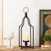 Glitzhome 22.00 in. H Modern Farmhouse Black Metal Lantern (KD)