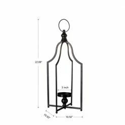 Glitzhome 22.00 in. H Modern Farmhouse Black Metal Lantern (KD) 10 Glitzhome 22.00 in. H Modern Farmhouse Black Metal Lantern (KD) -Design Toscano Sales Store multi glitzhome outdoor lanterns 2009000013 c3 1000