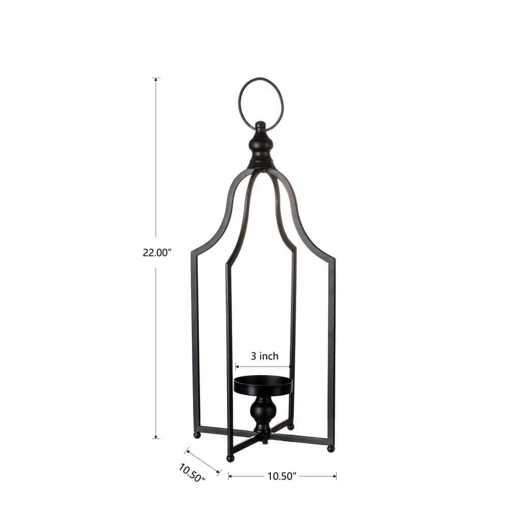 Glitzhome 22.00 in. H Modern Farmhouse Black Metal Lantern (KD) 5 Glitzhome 22.00 in. H Modern Farmhouse Black Metal Lantern (KD) - Image 3
