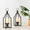 Glitzhome Modern Farmhouse Black Metal Lantern KD (Set of 2) -Design Toscano Sales Store multi glitzhome outdoor lanterns 2009000015 64 1000