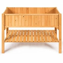 Costway 47 in. x 22.5 in. x 35.5 in. Natural Fir Wood Rectangular Raised Bed Elevated Planter Box Shelf -Design Toscano Sales Store natural costway elevated garden beds gt3417 44 1000