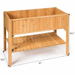 Costway 47 in. x 22.5 in. x 35.5 in. Natural Fir Wood Rectangular Raised Bed Elevated Planter Box Shelf -Design Toscano Sales Store natural costway elevated garden beds gt3417 c3 1000