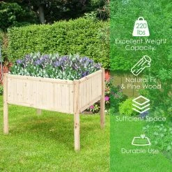 Costway 42 in. L x 30 in. W x 32 in. H Beige Wood Raised Bed Elevated 15 Costway 42 in. L x 30 in. W x 32 in. H Beige Wood Raised Bed Elevated -Design Toscano Sales Store natural costway elevated garden beds gt3594 4f 1000