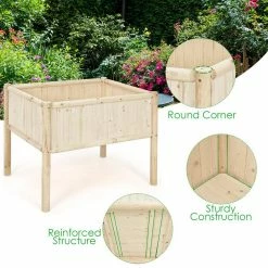 Costway 42 in. L x 30 in. W x 32 in. H Beige Wood Raised Bed Elevated 18 Costway 42 in. L x 30 in. W x 32 in. H Beige Wood Raised Bed Elevated -Design Toscano Sales Store natural costway elevated garden beds gt3594 fa 1000