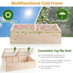 Costway Wooden Cold Frame Greenhouse Flower Planter Raised Plants Bed Protection -Design Toscano Sales Store natural costway elevated garden beds th10007 fa 1000
