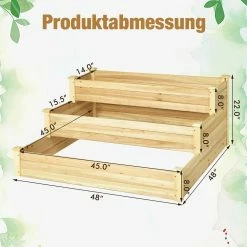 Costway 48 in. x 48 in. x 22 in. 3-Tier Natural Raised Garden Bed Wood Planter Kit for Flower Vegetable Herb -Design Toscano Sales Store natural costway raised planter boxes gt3808 76 1000