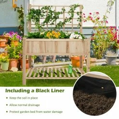Costway Raised Garden Bed Elevated Wooden Planter Box with Trellis and Open Storage Shelf -Design Toscano Sales Store nature costway elevated garden beds th10018 44 1000