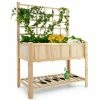 Costway Raised Garden Bed Elevated Wooden Planter Box with Trellis and Open Storage Shelf -Design Toscano Sales Store nature costway elevated garden beds th10018 64 1000