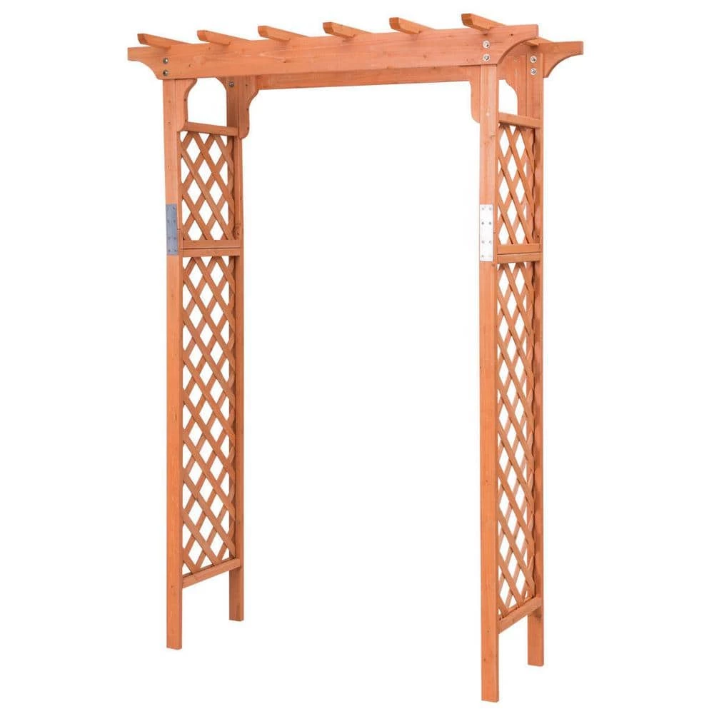 Costway 88 in. x 60 in. Fir Wood Arbor Trellis Pergola Outdoor Patio Plant 3 Costway 88 in. x 60 in. Fir Wood Arbor Trellis Pergola Outdoor Patio Plant