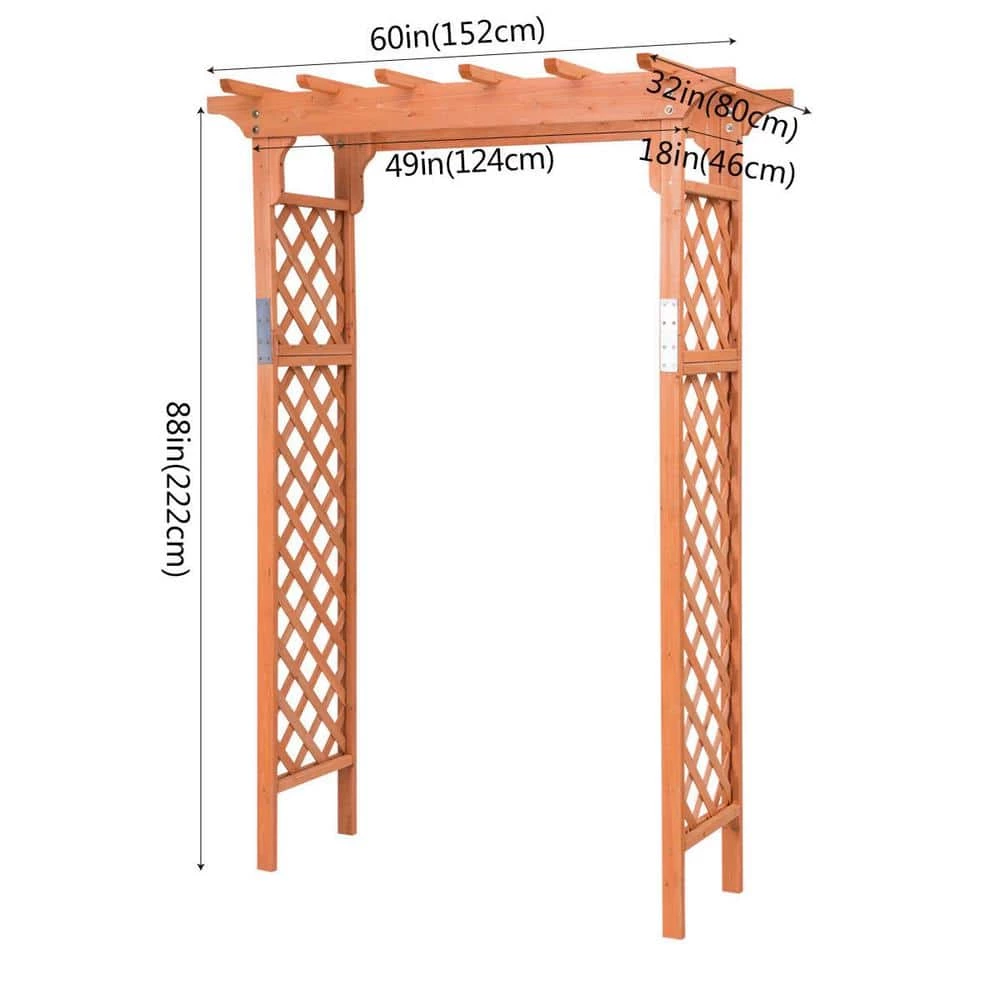 Costway 88 in. x 60 in. Fir Wood Arbor Trellis Pergola Outdoor Patio Plant 5 Costway 88 in. x 60 in. Fir Wood Arbor Trellis Pergola Outdoor Patio Plant - Image 3