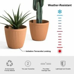 Glitzhome 15.5 in. H Oversized Eco-Friendly PE Terracotta Round Fluted Pot Planter (2-Pack) 11 Glitzhome 15.5 in. H Oversized Eco-Friendly PE Terracotta Round Fluted Pot Planter (2-Pack) -Design Toscano Sales Store terra cotta glitzhome plant pots 2022800016 4f 1000