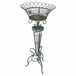 Design Toscano Victorian Basket Weave 17 in. W x 6 in. H Verdigris Metal Planter