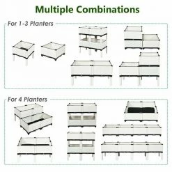 Costway 16 in. L x 16 in. W x 17.5 in. H White Plastic Raised Bed Elevated Flower Vegetable Herb Grow Planter Box (Set of 4) 20 Costway 16 in. L x 16 in. W x 17.5 in. H White Plastic Raised Bed Elevated Flower Vegetable Herb Grow Planter Box (Set of 4) -Design Toscano Sales Store white costway elevated garden beds op70301wh fa 1000