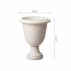 Glitzhome Eco-friendly Oversized Faux Ceramic Goblet Shaped Plastic Planter, (Set of 2) -Design Toscano Sales Store white glitzhome plant pots 2007200018 c3 1000