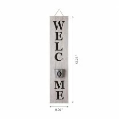 Glitzhome 42 in. H White Wooden Welcome Porch Sign with Metal Planter -Design Toscano Sales Store white glitzhome plant pots 2007200020 c3 1000