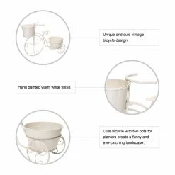 Glitzhome 21.5 in. L White Metal Bicycle Plant Stand (KD) -Design Toscano Sales Store white glitzhome plant pots 2007200027 4f 1000