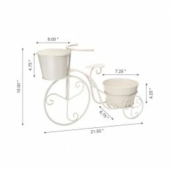 Glitzhome 21.5 in. L White Metal Bicycle Plant Stand (KD) -Design Toscano Sales Store white glitzhome plant pots 2007200027 c3 1000