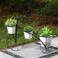 Glitzhome 27.5 in. L Oversized White Metal Enamel Bicycle Planter Stand KD -Design Toscano Sales Store white glitzhome plant pots 2007200029 31 1000