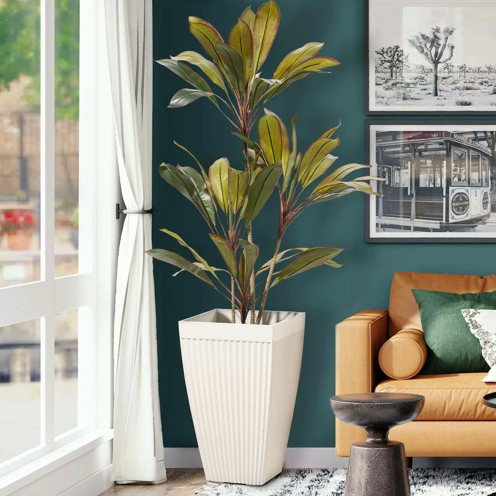 Glitzhome 22.75 in. H Oversized Eco-Friendly PE White Faux Ceramic Fluted Tapered Tall Pot Planter (2-Pack) 7 Glitzhome 22.75 in. H Oversized Eco-Friendly PE White Faux Ceramic Fluted Tapered Tall Pot Planter (2-Pack) - Image 5