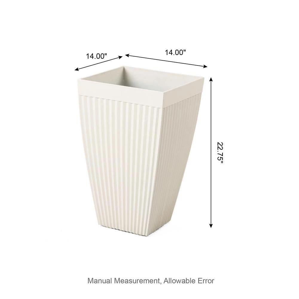 Glitzhome 22.75 in. H Oversized Eco-Friendly PE White Faux Ceramic Fluted Tapered Tall Pot Planter (2-Pack) 5 Glitzhome 22.75 in. H Oversized Eco-Friendly PE White Faux Ceramic Fluted Tapered Tall Pot Planter (2-Pack) - Image 3