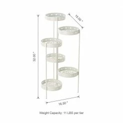 Glitzhome 32.25 in. H Foldable Multi-Tiered Round White Metal Planter Stand -Design Toscano Sales Store white glitzhome plant stands 2007200052 4f 1000