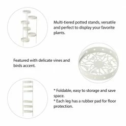 Glitzhome 32.25 in. H Foldable Multi-Tiered Round White Metal Planter Stand -Design Toscano Sales Store white glitzhome plant stands 2007200052 c3 1000