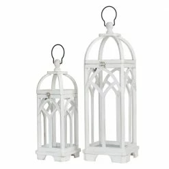 Glitzhome Wash White Farmhouse Wooden Church Window Frame Lanterns (Set of 2) 14 Glitzhome Wash White Farmhouse Wooden Church Window Frame Lanterns (Set of 2) -Design Toscano Sales Store whites glitzhome outdoor lanterns 2009000009 1f 1000