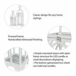 Glitzhome Wash White Farmhouse Wooden Church Window Frame Lanterns (Set of 2) 13 Glitzhome Wash White Farmhouse Wooden Church Window Frame Lanterns (Set of 2) -Design Toscano Sales Store whites glitzhome outdoor lanterns 2009000009 4f 1000