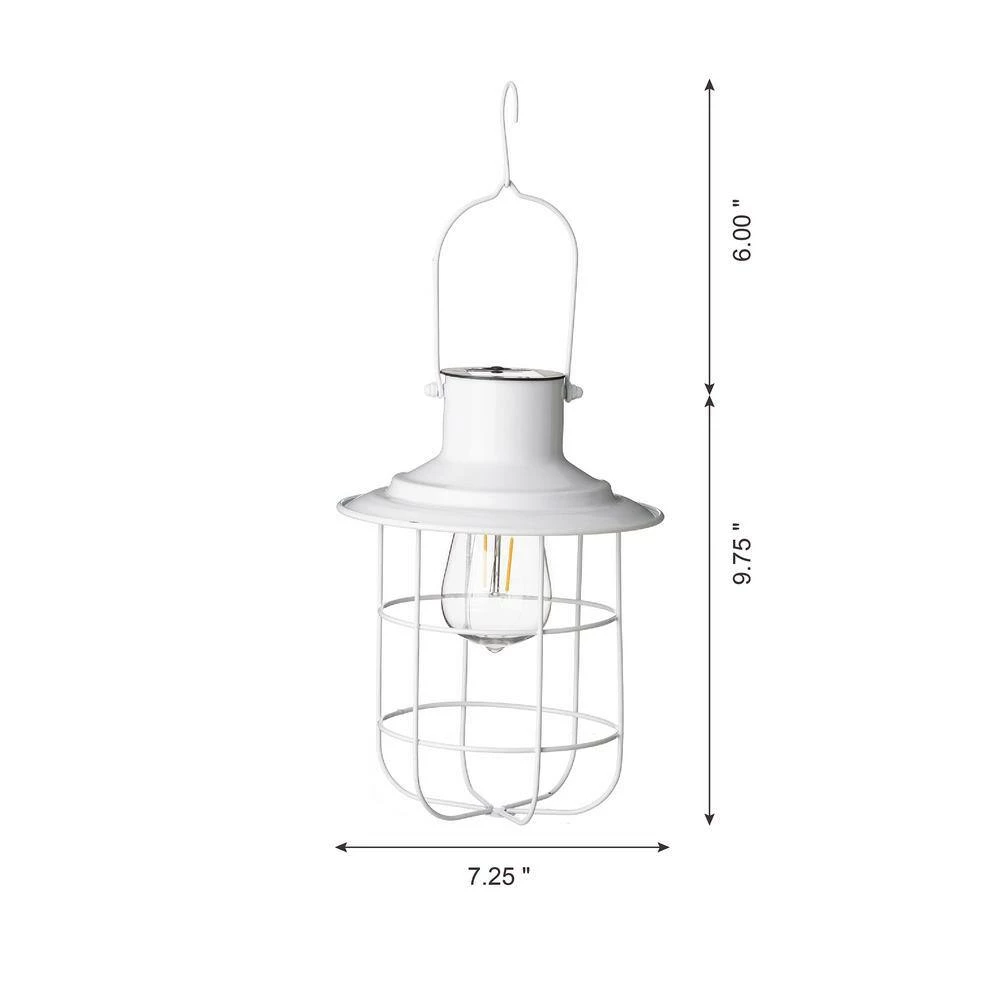 Glitzhome 9.75 in. H White Metal Wire Solar Powered Outdoor Hanging Lantern 7 Glitzhome 9.75 in. H White Metal Wire Solar Powered Outdoor Hanging Lantern - Image 5