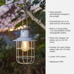 Glitzhome 9.75 in. H White Metal Wire Solar Powered Outdoor Hanging Lantern 11 Glitzhome 9.75 in. H White Metal Wire Solar Powered Outdoor Hanging Lantern -Design Toscano Sales Store whites glitzhome outdoor lanterns 2023300023 c3 1000