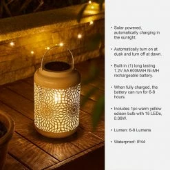 Glitzhome 8.75 in. H White Metal Cutout Solar Powered Outdoor Hanging Lantern -Design Toscano Sales Store whites glitzhome outdoor lanterns 2023300026 c3 1000
